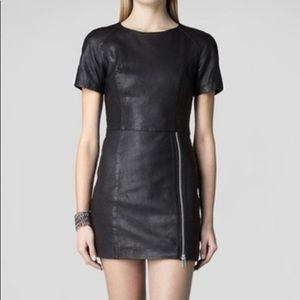 All Saints Leather Zippered Dress
